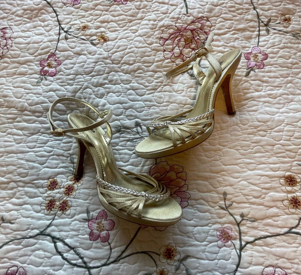 bp gold strappy heels